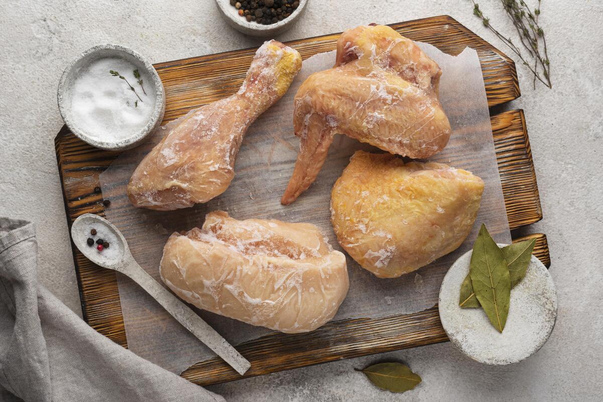 Para descongelar frango é necessário ter muito cuidado para evitar contaminação do alimento