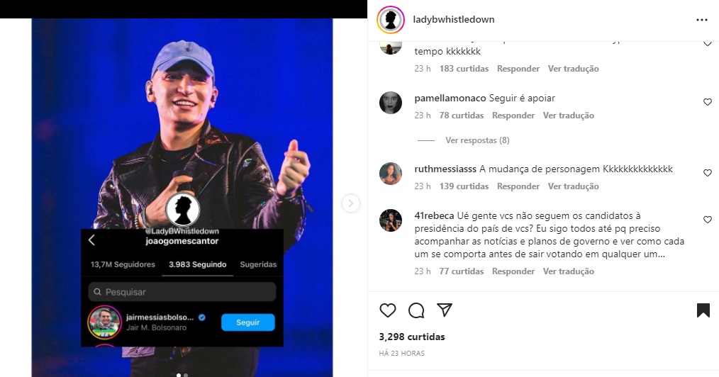João Gomes segue Jair Bolsonaro nas redes sociais (Foto: Reprodução Instagram)