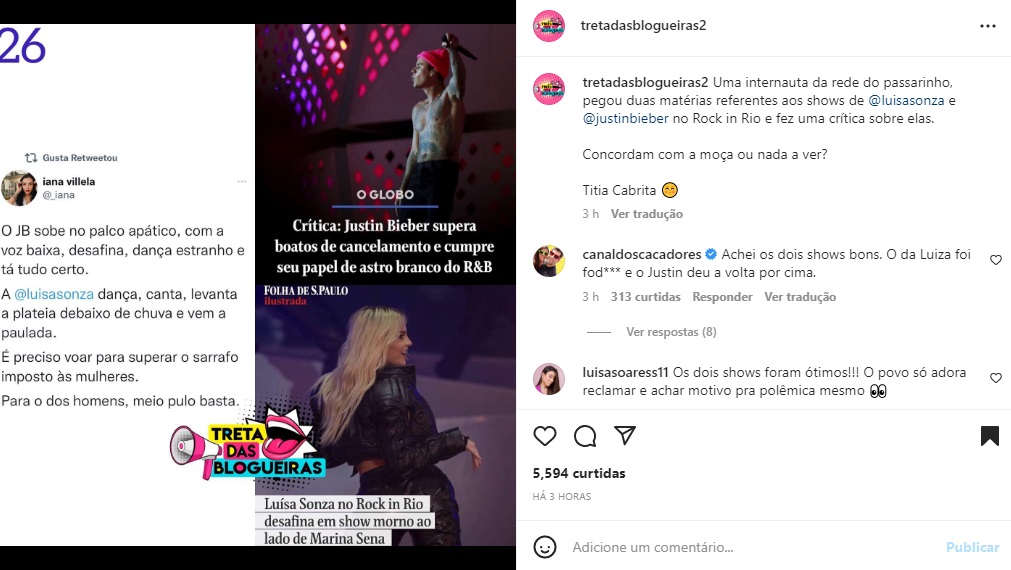 Publicação sobre JB e Luísa Sonza (Foto: Reprodução Instagram)